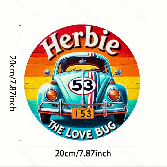 HELLOYOUNG Vintage Car 8x8" Round Aluminum Sign, Durable Rustproof Metal Wall Decor for Home Kitchen Bedroom Garage Living Room, Unique Retro Housewarming Gift Idea
