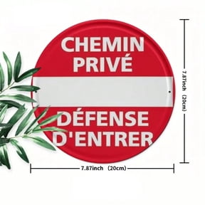 HELLOYOUNG Vintage Chemin Prive Defense DEntrer Iron Sign, Rustproof Metal Wall Decor for Home Garage Farmhouse Bedroom Living Room Kitchen, Halloween Farmhouse Ornament