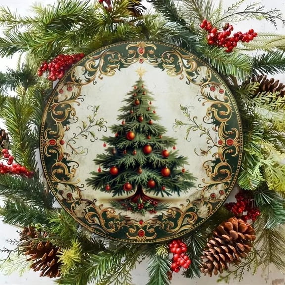 HELLOYOUNG Vintage Christmas Tree Sign Metal Wall Decor for Indoor/Outdoor Festivity;Fits Home,Restaurant,Street,Ideal Holiday Gift