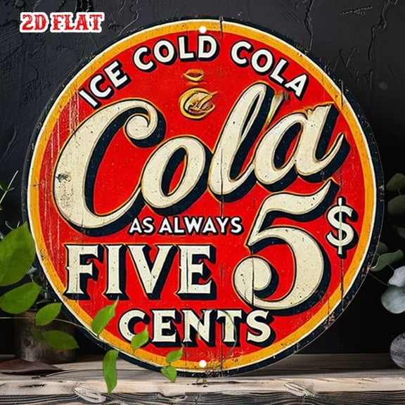 HELLOYOUNG Vintage Cola Tin Sign 7.8in Retro Metal Wall Art Rustic Decor for Home Cafe Garage Bar