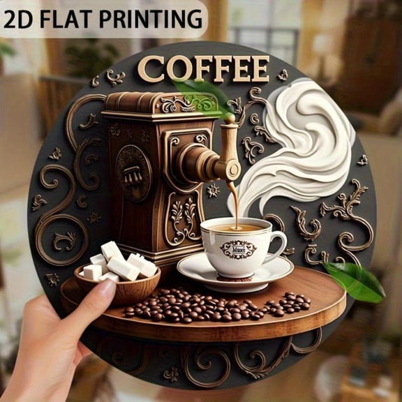HELLOYOUNG Vintage Coffee Machine Wall Art Coffee Theme Decor Metal Tin Sign for Home Living Room Bedroom Coffee Shop Poster Retro Kitchen Bar