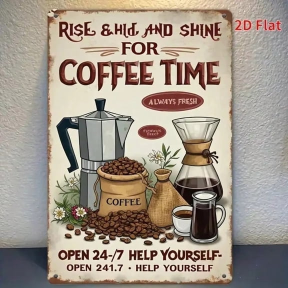 HELLOYOUNG Vintage Coffee Sign Wall Art Italian Espresso Rustic Metal Tin Plaque, Home Cafe Bar Decor Kitchen Country Farmhouse Decor Sign