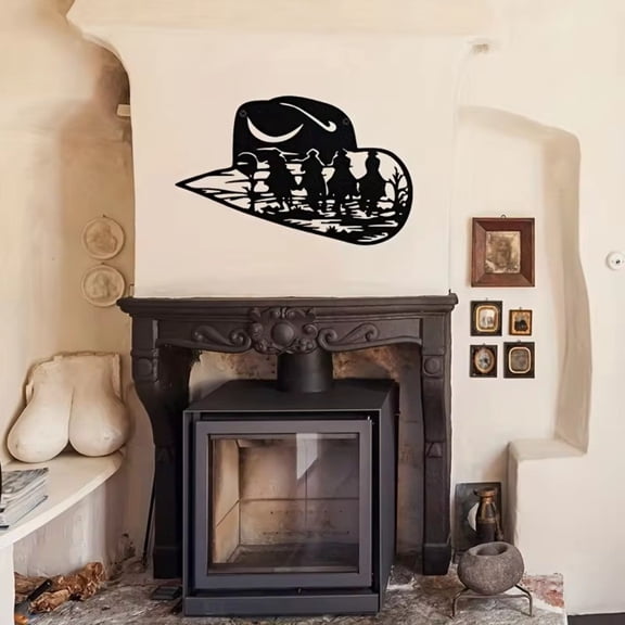 HELLOYOUNG Vintage Cowboy Metal Wall Art Western Farmhouse Decor Metal Wall Art Wall Coat Racks Industrial Sign for Living Room, Unique Gift