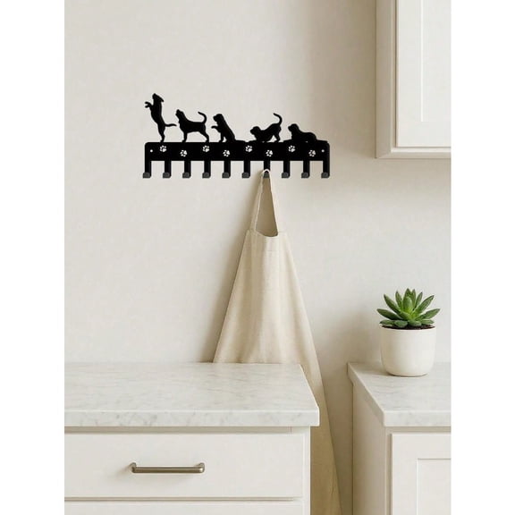 HELLOYOUNG Vintage Dog Wall Hook Coat Rack, Wall-Mounted Entryway Organizer for Jackets Hats, Animal Shaped Key Holder for Home Decor Gift
