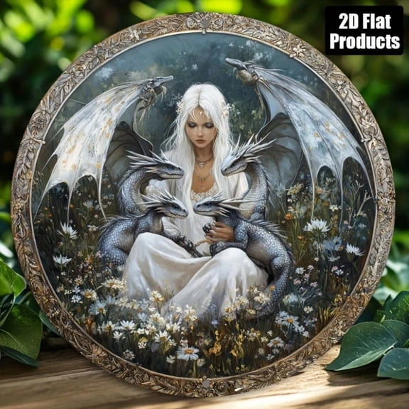 HELLOYOUNG Vintage Dragon Girl Rustic Metal Wall Art - Classic Home Bar Decor, Halloween Christmas Gift for Room Decoration