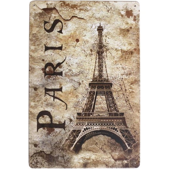 HELLOYOUNG Vintage Eiffel Tower Metal Wall Art, Paris Wall Decor, Retro Colorful Tin Sign, Durable Metal Sign for Home, Kitchen, Bar, Cafe