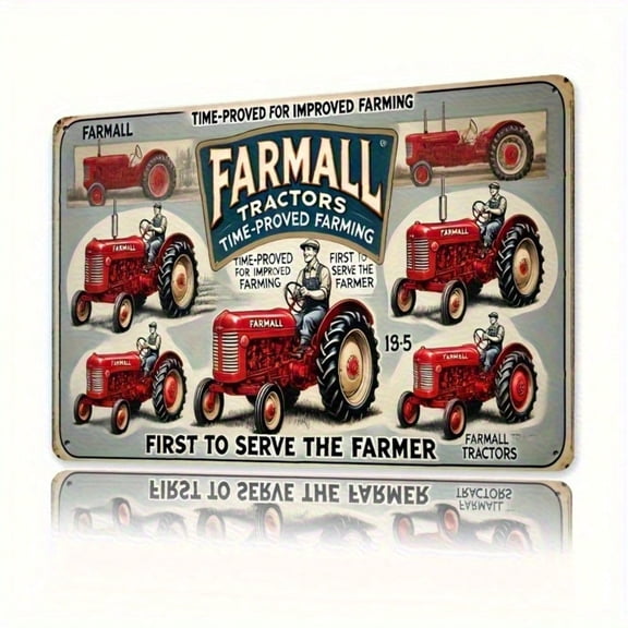HELLOYOUNG Vintage Farmall Tractor Metal Wall Art Sign Rustic Iron Farm Decor for Home Office Garage 7.8x11.8 Inch