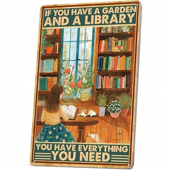 HELLOYOUNG Vintage Farmhouse Positive Quote Tin Sign Retro Metal Wall Art for Home Library Bookshelf Decor