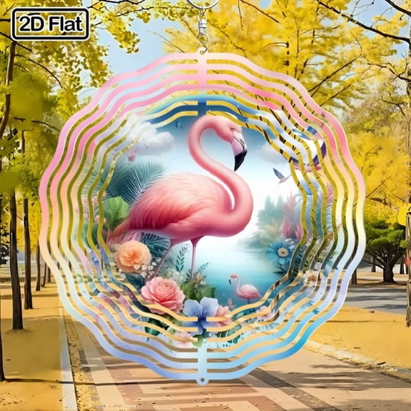 HELLOYOUNG Vintage Flamingo Wind Chime 360 Rotating Hook Metal Hanging Wind-powered pendant wind chimes for Garden Courtyard Outdoor Decor, Valentine Easter Gift