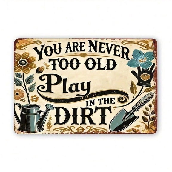 HELLOYOUNG Vintage Garden Wall Art Metal Sign 8x12 Inch, Rustic Iron Watering Can Floral Decor, Durable Outdoor Yard Plaque for Patio Garden Gift