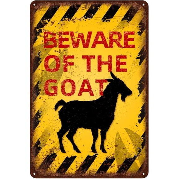 HELLOYOUNG Vintage Goat Metal Sign Beware of GoatSign Funny Beware Animal Decor 12"x8" Inch
