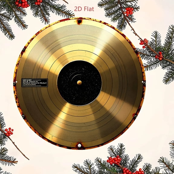 HELLOYOUNG Vintage Gold Aluminum Record Wall Sign 8 Inch Round Metal Plate for Home Decor Music Room Art Man Cave Bar