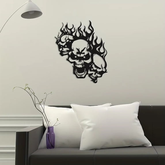 HELLOYOUNG Vintage Gothic Skull Metal Wall Art Decor Handmade Iron Craft TIKI Bar Home Ornament Holiday Decorations