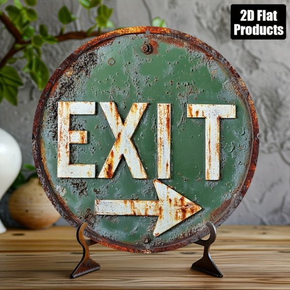 HELLOYOUNG Vintage Green Metal Arrow Sign 8x12 Inch Rustic Exit Wall Decor for Home Bar Cafe, 2D Aluminum Art