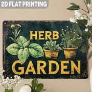 HELLOYOUNG Vintage Herb Garden Metal Wall Sign 8x12 Inch, Rustic Heavy Duty Metal Plaque, Farmhouse Wall Decor with Herb Lettering, 2D Flat Art for Kitchen