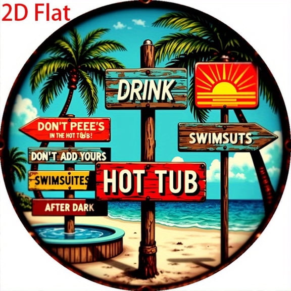 HELLOYOUNG Vintage Hot Tub Bar Metal Sign Funny Pool Party Drinking Rules Decor 8x8 Inch Heavy Duty Iron Beach Art Wall Decor for Home Bar Man Cave