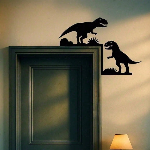 HELLOYOUNG Vintage Industrial Metal Arch Door Hooks Dinosaur Wall Decor, Prehistoric Dino Sculpture for Kids Room Nursery, Rustic Hanger for Halloween Christmas New Year Gift