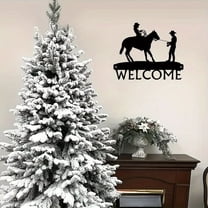 HELLOYOUNG Vintage Industrial Metal Wall Decor  Western Cowboy Metal Wall Sculpture | Horse Metal Plaque Sign Silhouette Art | Ranch/Farmhouse Home/Office Decor | Halloween & Christmas Gift