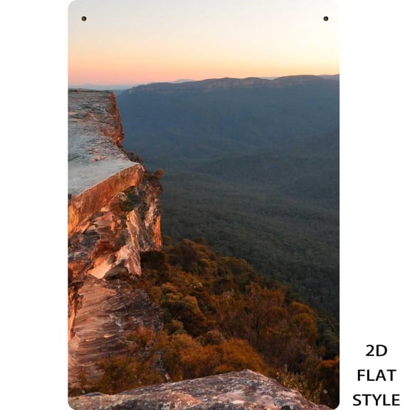 HELLOYOUNG Vintage Iron Art Metal Sign Cliff Landscape 8x12 Inch Rustic Wall Decor for Man Cave Bar