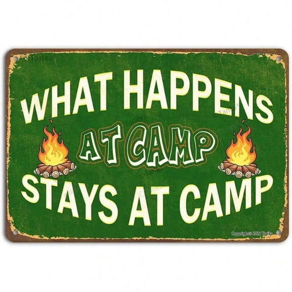 HELLOYOUNG Vintage Iron Sign Camping Wall Decor Rustic Metal Art for Camper RV Outdoor Man Cave Funny Gift for Camping Enthusiasts