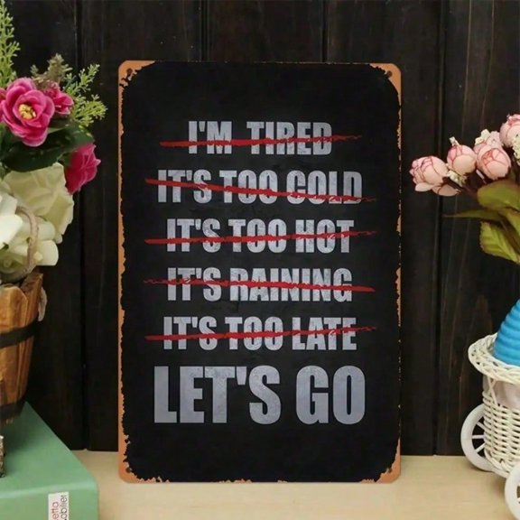 HELLOYOUNG Vintage Let's Go Motivational Quote Blanket Soft Retro Gym Garage Home Decor 12x8 Inch