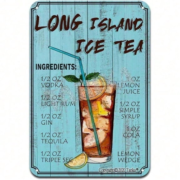 HELLOYOUNG Vintage Long Island Iced Tea Metal Sign Retro Tin Wall Art Poster Home Bar Man Cave Pub Decor Rustic Cocktail Recipe
