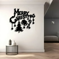 HELLOYOUNG Vintage Merry Christmas Metal Wall Art Iron Holiday Decor with Script, Stars & Tree Indoor Wall Decoration  Christmas Gift for Home Decor Enthusiasts, Rustic Christmas Artwork