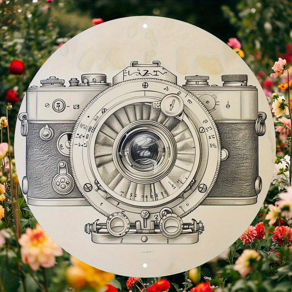 HELLOYOUNG Vintage Metal 2D Camera Wall Decor, Enlarged Lens Retro Art for Cafe Bar Restaurant, Unique Christmas Graduation Beach Party Gift