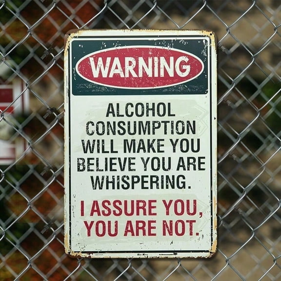 HELLOYOUNG Vintage Metal Alcohol Warning Sign 12x16 Inch Rustic Tin Poster Bar Decor Retro Rectangular Iron Painting Wall Art 30x40cm