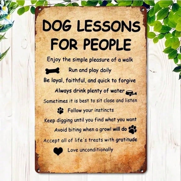HELLOYOUNG Vintage Metal Dog Sign Rustic Iron Wall Art Inspirational Quote Decor for Home Kitchen Garden Patio Bar Outdoor