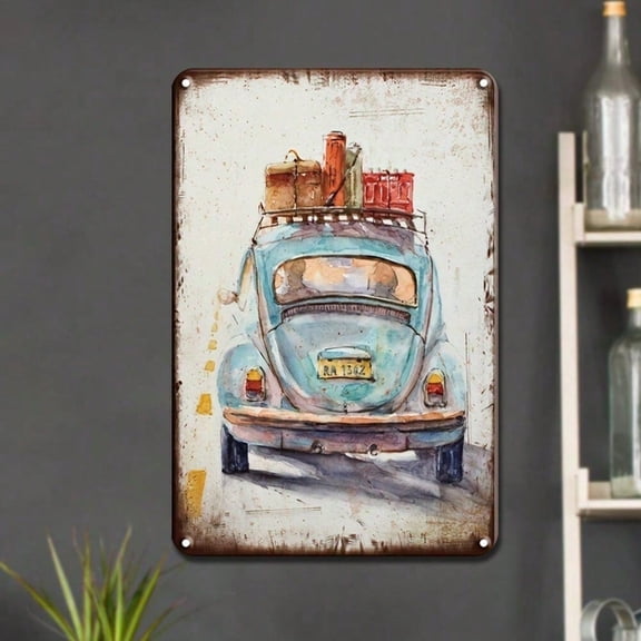 HELLOYOUNG Vintage Metal License Plate Wall Art 20x3 Inch Rustic Iron Painting Car Themed Garage Bar Home Decor Rectangular Sign