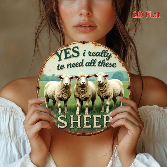 HELLOYOUNG Vintage Metal Sheep Wall Art Sign Quote Farmhouse Rustic Decor Indoor Outdoor 7.8x7.8 Inch