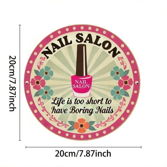 HELLOYOUNG Vintage Metal Sign 1pc "Life Is Too Short To Have Boring Nails" Motivational Quote Waterproof Rustproof Plaque for Nail Salon Beauty Salon Wall Decor