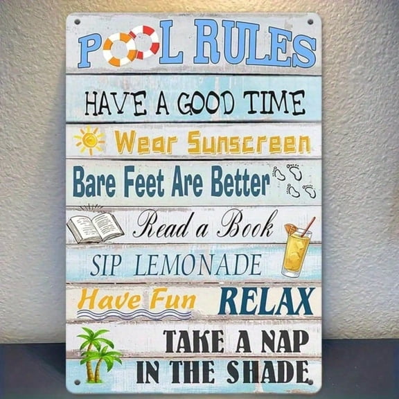 HELLOYOUNG Vintage Metal Sign "Have A Good Time" Retro Pool Rules Wall Art for Bathroom Home Decor, Funny Gift, Rustic Tin Poster