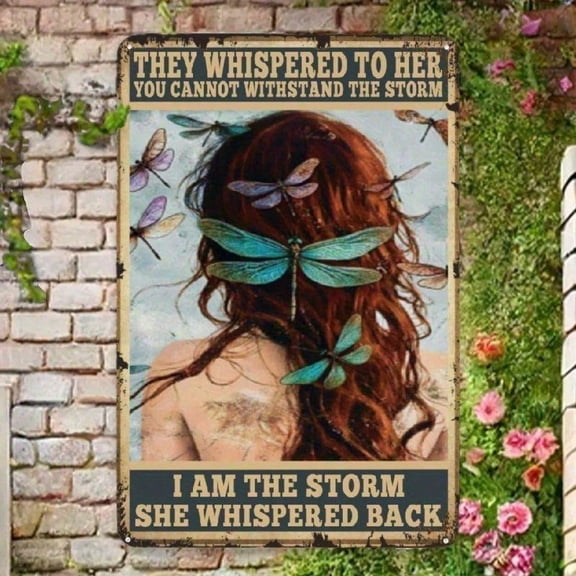 HELLOYOUNG Vintage Metal Sign I Am The Storm 8x12 Inch Retro Wall Decor Inspirational Tin Sign for Bedroom Home Office Bar Garage Cafe