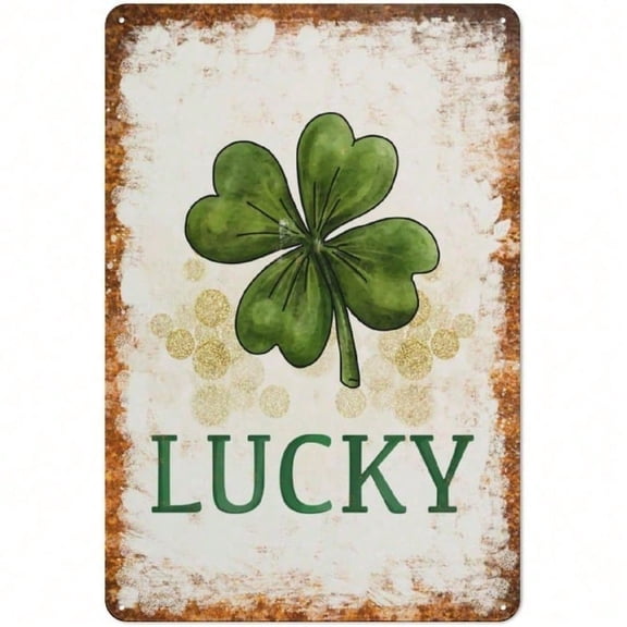 HELLOYOUNG Vintage Metal Sign St Patricks Day Wall Decor, 4 Leaf Clover Shamrock Rustic Bar Pub Garden Party Decoration, Lucky Gift for Home Outdoor