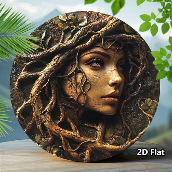 HELLOYOUNG Vintage Metal Sign Wall Art, 2D Aluminum Tree Face Plaque Wall Decor for Cafe, Club, Bar, Home, and Office