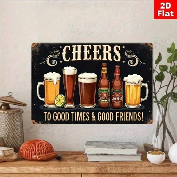 HELLOYOUNG Vintage Metal Tin Sign 8x12 Inches, Retro Beer Pub Wall Decor for Home Bar and Man Cave, Garage Club Rustic Vintage Metal Wall Art with Rustic Finish, Perfect for Decorating Pub Basement W