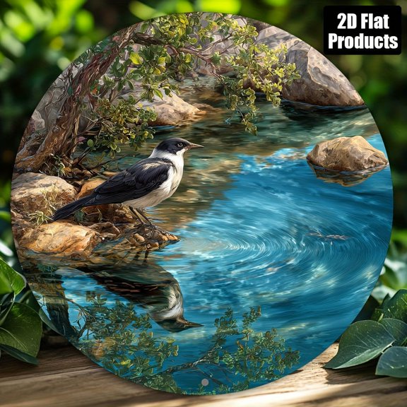 HELLOYOUNG Vintage Metal Tin Sign Bird Stream Nature Wildlife Wall Decor Art Gift