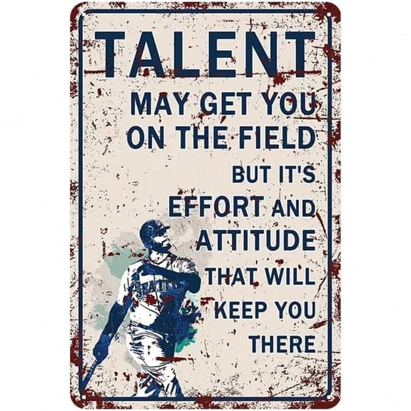 HELLOYOUNG Vintage Metal Tin Sign Retro Baseball Wall Decor Rustic Art for Man Cave Bedroom Sports Bar Boys Room Gifts