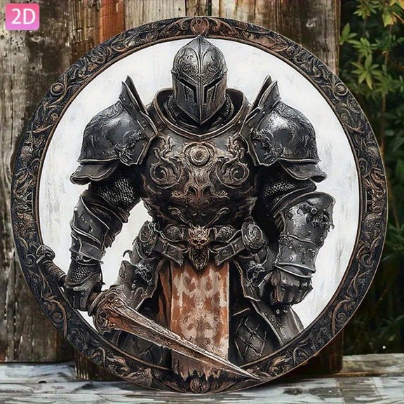 HELLOYOUNG Vintage Metal Tin Sign Retro Mechanical Knight Wall Art Decor 7.87x7.87 Inch for Garage Bar Cafe