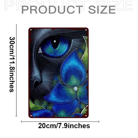 HELLOYOUNG Vintage Metal Wall Decor, 2D Retro Tin Sign Flower Eye Design, 8x12 Inch Rustic Wall Art for Home Bar Cafe