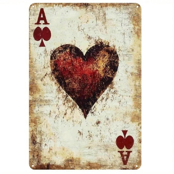 HELLOYOUNG Vintage Metal Wall Decor 8x12 Inch Iron Heart Spade Sign for Romantic Bedroom Valentines Day Gift
