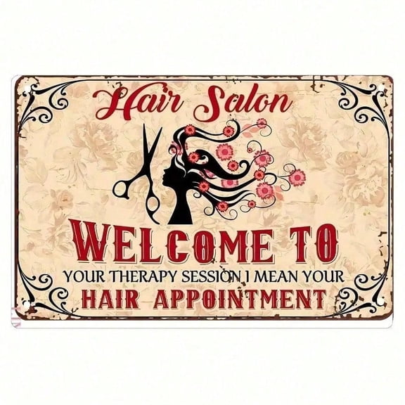 HELLOYOUNG Vintage Metal Wall Sign 12 X 8 Inch Rustic Retro Plaque for Hair Salon Barbershop Home Bedroom Man Cave Decoration