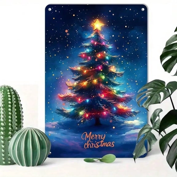 HELLOYOUNG Vintage Metal Wall Sign 8x12 Inch Retro Christmas Plaque Reusable Aluminum Art