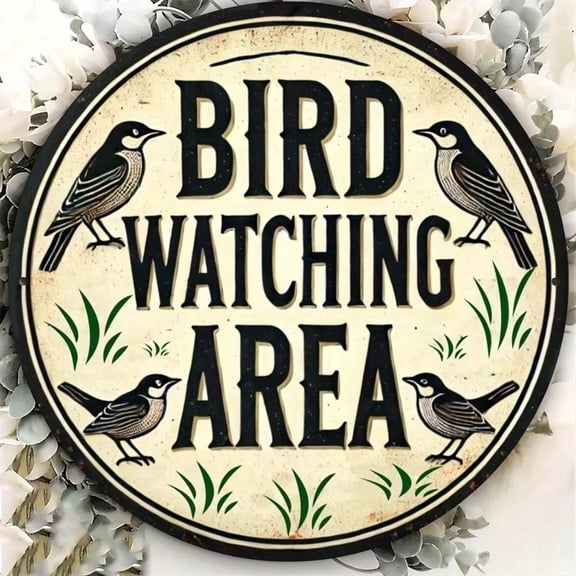 HELLOYOUNG Vintage Metal Wall Sign 8x8 Inch, Funny Bird Watching Tin Plaque, Retro Wall Decor for Home Bar Pub Garden