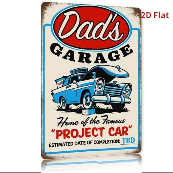 HELLOYOUNG Vintage Metal Wall Sign Dad's Garage Rustic Tin Plaque 7.8x11.8 Inch Retro Man Cave Decor, Garage Kitchen Home Wall Art Gift for Men