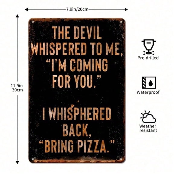 HELLOYOUNG Vintage Metal Wall Sign Devil Whispered 7.9"x11.9" Rustproof Wall Decor for Home Bar Cafe Garage Pub Retro Iron Tin Sign