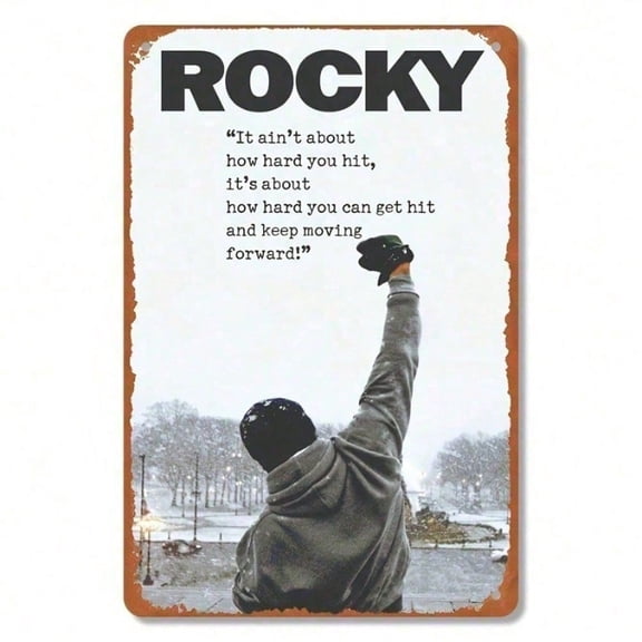 HELLOYOUNG Vintage Metal Wall Sign Rocky Balboa Retro Iron Poster,Inspirational Quote for Home Gym Man Cave Decoration,Gifts for Men