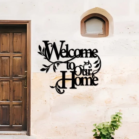 HELLOYOUNG Vintage Metal Welcome Sign for Front Door 1pc Farmhouse Wall Art Decor, Rustic Home Decoration Pendant for Living Room Porch Entryway